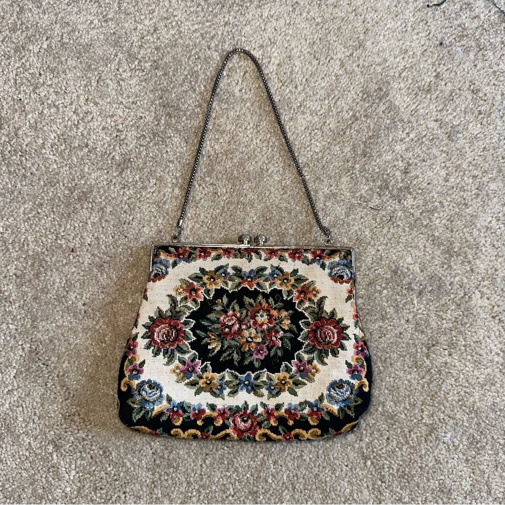 Vintage Floral Tapestry Clutch